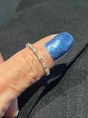 Sterling Silver Opal & CZ Eternity Band – Size 8.5